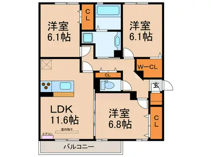 エス・ブロードF(3LDK/3階)の間取り写真