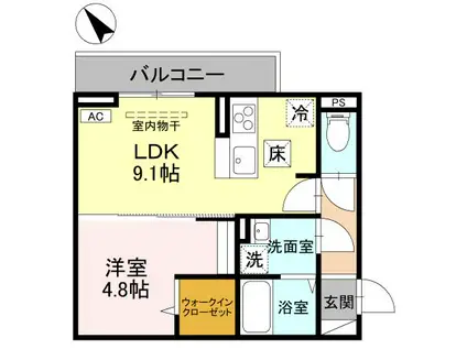 CLASSEUM幸西IV 105(1LDK/1階)の間取り写真