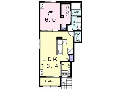 ベルファミーユIV(1LDK/1階)の間取り写真