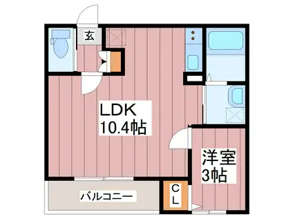 ブランノワール南仙台(1LDK/2階)の間取り写真