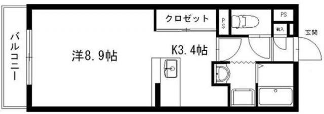 ヴァンベール(ワンルーム/2階)の間取り写真