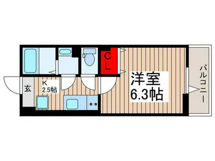 エクセリア南花畑I(1K/2階)の間取り写真