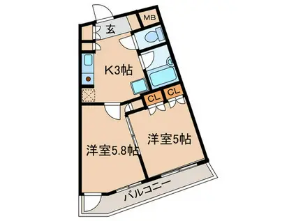 ANNEX日吉の杜(2K/1階)の間取り写真