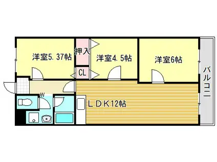 グランドール壱番館(3LDK/2階)の間取り写真