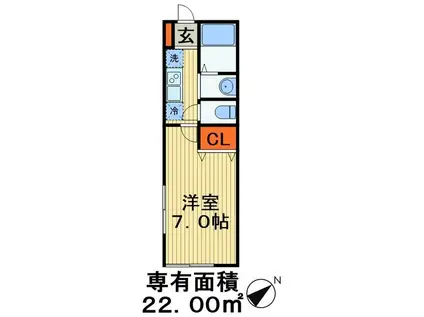 ヴィジオーネ都賀(1K/1階)の間取り写真