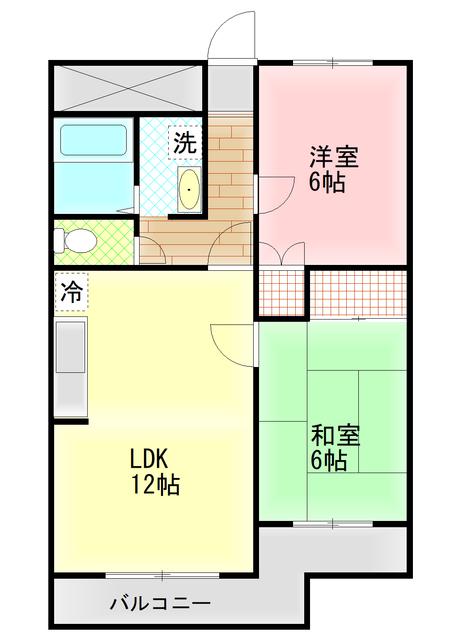 マンション桂A(2LDK/1階)の間取り写真