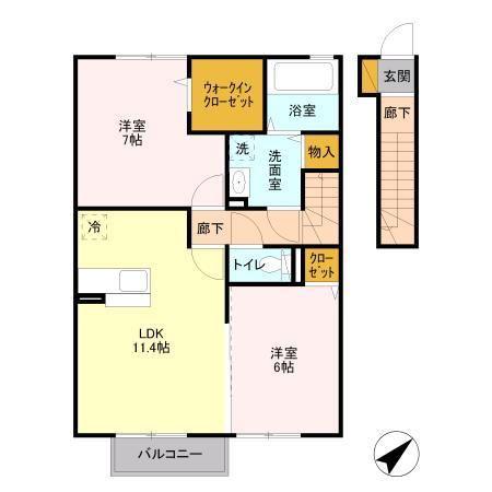 ラ・ソラーナ(2LDK/2階)の間取り写真