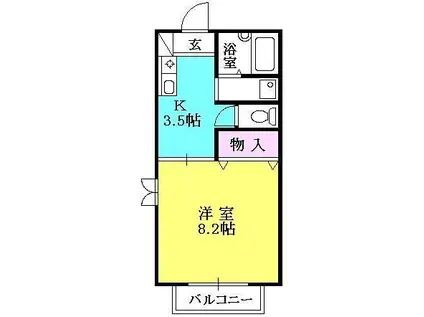 グレイス西宮(1K/2階)の間取り写真