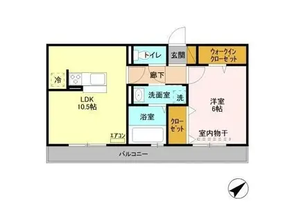 シャインハイツ II(1LDK/2階)の間取り写真