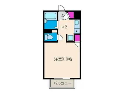 ラポール石橋(1K/2階)の間取り写真