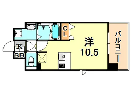 プレサンス神戸アモーレ(ワンルーム/6階)の間取り写真