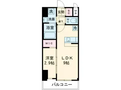 スワンズシティ神戸湊川II(1LDK/10階)の間取り写真