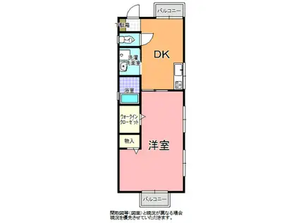 ヴィラ新荘(1DK/2階)の間取り写真