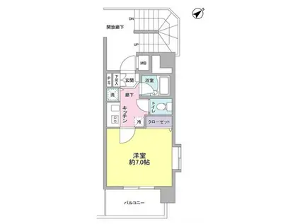 サンピエス河田町(1K/5階)の間取り写真