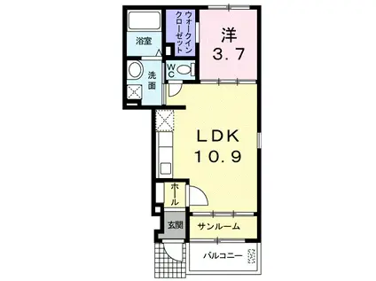 グルニエドールI(1LDK/1階)の間取り写真
