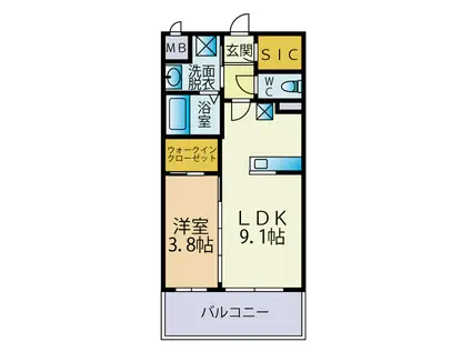 リピット(1LDK/2階)の間取り写真