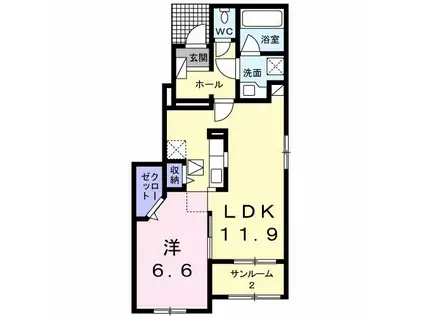シーウエストII(1LDK/1階)の間取り写真