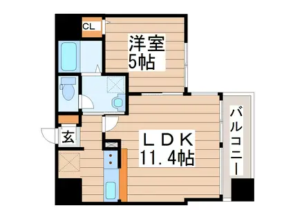 カーサ・スタジオーネ原町(1LDK/10階)の間取り写真