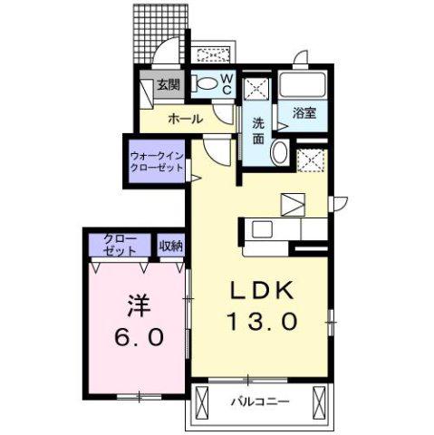 クラールB(1LDK/1階)の間取り写真