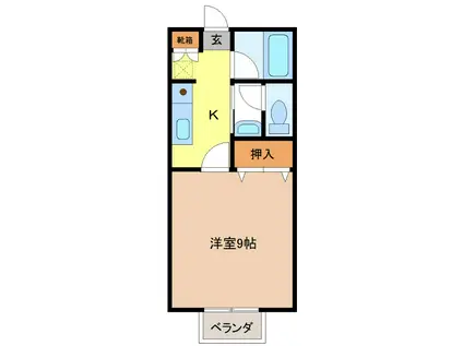 ディンプル島田(1K/1階)の間取り写真