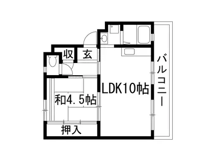 逆瀬川4号棟(1LDK/5階)の間取り写真