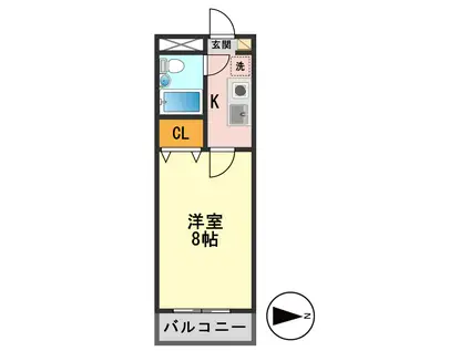グレイスコア(1K/1階)の間取り写真