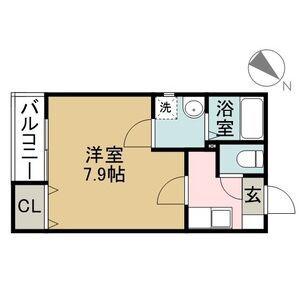 クレフラスト広川A(1K/1階)の間取り写真