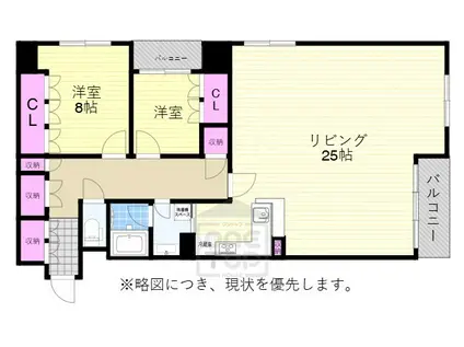 ヴァンデュールアッシュ南船場(2LDK/12階)の間取り写真