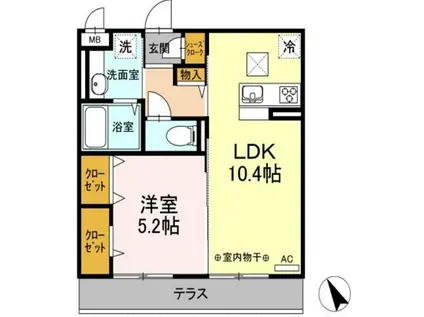 BLESS港南上大岡B棟ブレスコウナンカミオオオカ(1LDK/3階)の間取り写真