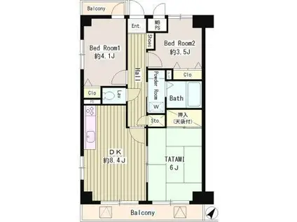 ヴェルデュール東久留米(3DK/7階)の間取り写真