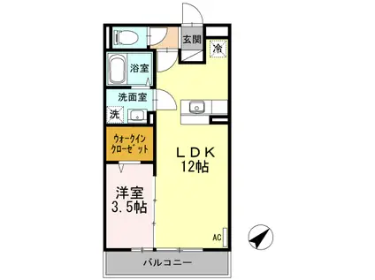 ピアチェボーレ(1LDK/3階)の間取り写真