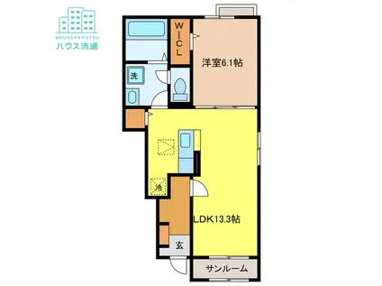 ビルネI(1LDK/1階)の間取り写真