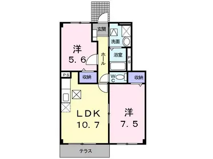 ゼファー(2LDK/1階)の間取り写真