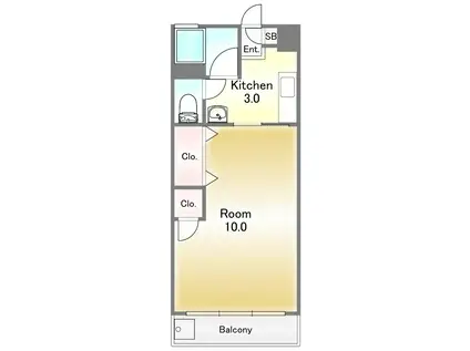 コーポ若松(1K/2階)の間取り写真