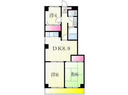 パラスト北小金(4DK/4階)の間取り写真
