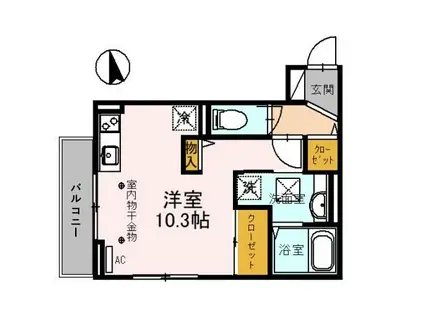 ルトリア(ワンルーム/1階)の間取り写真