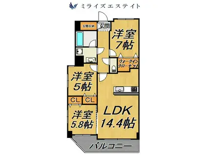 アンビエンテ泉(3LDK/6階)の間取り写真