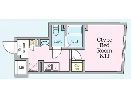 エルファーロ神楽坂III(1K/4階)の間取り写真