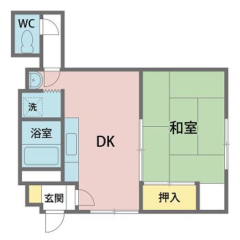 フィクトワール福井311(1DK/1階)の間取り写真