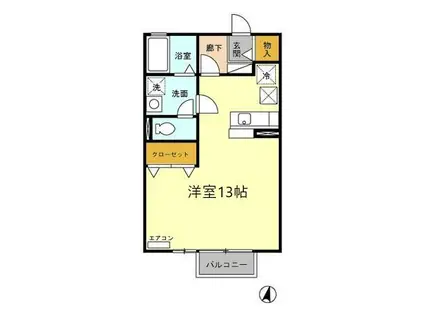 リビングタウン乙田 A棟(ワンルーム/1階)の間取り写真