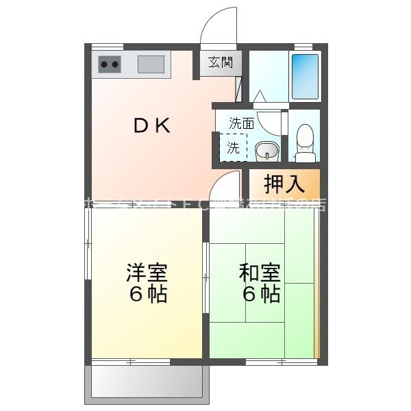 サンコーポ柱東山 B(2DK/2階)の間取り写真