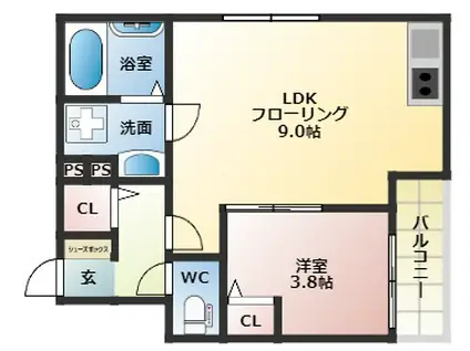 エスペランサ和白(1LDK/3階)の間取り写真