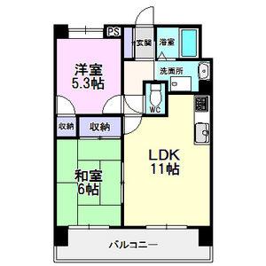 コスモII(2LDK/6階)の間取り写真