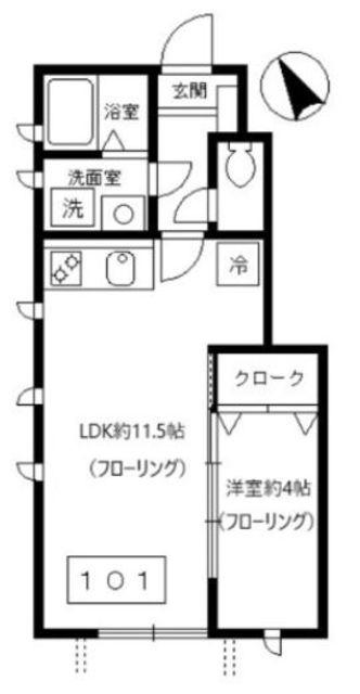 ソフィアK(1LDK/1階)の間取り写真