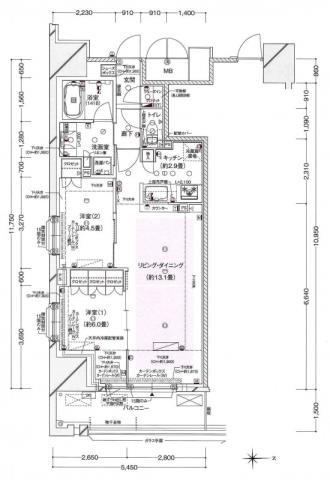 BRANZ 大阪松屋町(2LDK/8階)の間取り写真