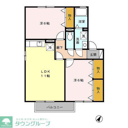 ウールクロッシェB(2LDK/1階)の間取り写真