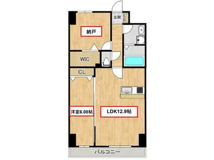 GROOVE豊中レジデンス(1SLDK/6階)の間取り写真