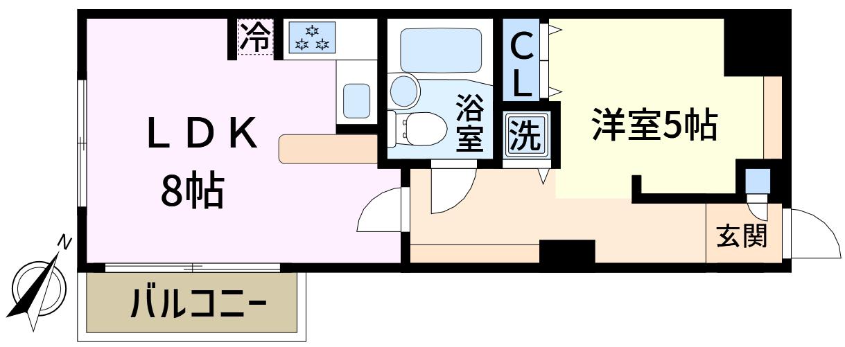 レクノスI(1LDK/1階)の間取り写真