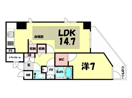 PRESSANCE神戸駅前グランツ(1LDK/13階)の間取り写真