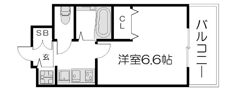 アクアプレイス京都御所ノ内(1K/2階)の間取り写真